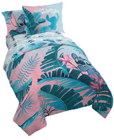 Jay Franco comforter front view showing Stitch design and bright pink appeal