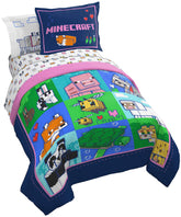 Jay Franco comforter front view with vibrant Minecraft design and cozy look