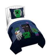 Jay Franco quilt front showing Minecraft Creeper and Enderman for playful decor