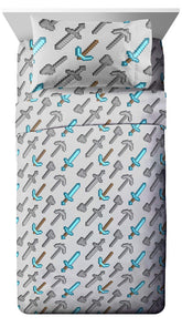 Jay Franco front view of Minecraft sheet set showing vibrant print and benefit of fun decor