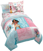 Jay Franco Moana comforter front view with bright island scene, adds playful decor