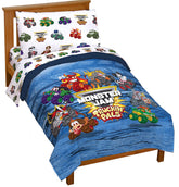 Jay Franco comforter front view showing monster truck graphics and cozy warmth