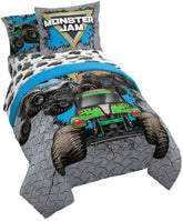 Jay Franco front view comforter showing trucks and bold design for imaginative play