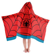 Jay Franco Spider‑Man hooded towel front view showing bold artwork and full coverage benefit