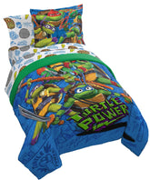 Jay Franco TMNT comforter front view shows vibrant characters and cozy look