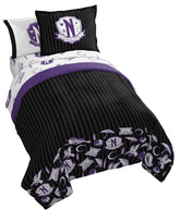 Jay Franco comforter front view showing Wednesday design and dramatic bedroom style benefit