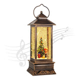 JEDAWN front view of lantern showing festive scene and benefit of instant holiday ambiance