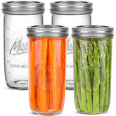 Jeitae front view of 24oz mason jar showing clean glass and lid, durable storage benefit