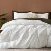 JELLYMONI front view of duvet cover set showing neat striped design and chic look