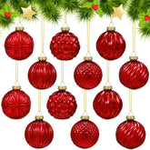 Jenaai red glass balls front packaging showing all twelve ornaments