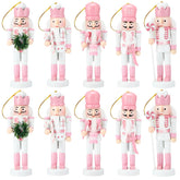 Jetec front view of ten nutcracker ornaments showing cute pink theme and paired styles, ideal for festive decor