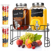 JFBAOLAO front view of two glass dispensers showing elegant serving setup