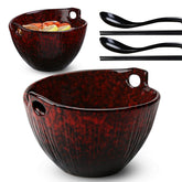 JH JIEMEI HOME front view crimson bowl set shows size and ready-to-serve benefit