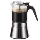 JimysCo SIXAQUAE front view showing glass top and stainless body, clear brewing visibility