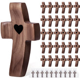 JIUKONG front view walnut cross showing polished finish and smooth edges for comfort