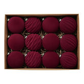Jlong red velvet ornaments front packaging showing complete 12-piece set and festive benefit