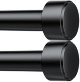 joawcy front packaging showing two black adjustable curtain rods and benefits