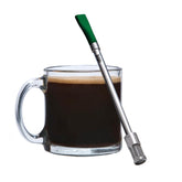 JoGo brewing straw front view showing compact stainless-steel design and portability