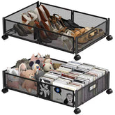 joibabe front view of the two-pack under bed storage containers showing compact design and benefit of organized space