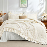 JOLLYVOGUE front view of ivory comforter, adds elegant focal point