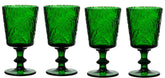 Jomop green goblet front view showing ornamental stem and durable design