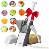 Jonscook front view of mandoline slicer showing safe housing and controls for fast prep