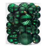 JORNOY front view of 47-piece dark green ornament set showing full collection benefits