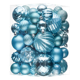 JORNOY front view of 47-pack sky blue ornaments showing variety and convenience