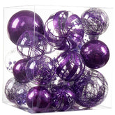 Jorysics front packaging showing 24 clear purple ornaments and safety benefit