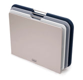 Joseph Joseph front view with stand showing compact storage benefit