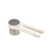 Joseph Joseph front view showing stainless steel and ergonomic shape, durable and efficient