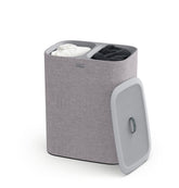 Joseph Joseph front view gray hamper showing tidy storage benefit