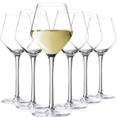 JOVGANK front view of six glasses showing elegant design and clear crystal benefit