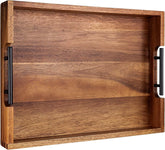 Joy&Grace front view of wood ottoman tray showing elegant shape and balance