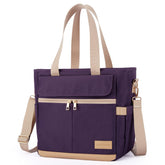 JOYHILL front view of D-PURPLE lunch bag showing compact design and zipper benefit