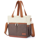 JOYHILL front view showing tote shape and neutral brown color benefit: professional look