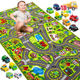 JOYIN front packaging showing city playmat and vehicles for quick setup benefit