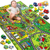 JOYIN front packaging showing carpet and 12 vehicles, easy set-up benefit