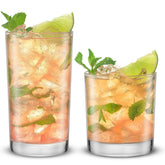 JoyJolt Alain front view set showing both highball and lowball glasses for versatile serving