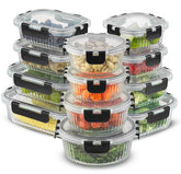 JoyJolt full 24pc set front view showing organized glass containers and lids, durable storage benefit