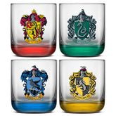 JoyJolt front view of boxed Hogwarts house glasses showing set and packaging benefit