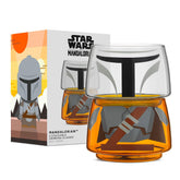 JoyJolt Mandalorian front view glass showing character design and usable drink form
