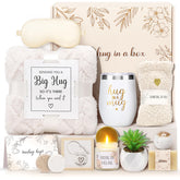 Joyliss front packaging of sympathy gift basket, ready to comfort