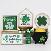 Joyseller front view of 6-piece St. Patrick's Day set showing coordinated pieces and charm