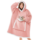 JOYWOO front view mellow rose hoodie showing oversized fit and warmth