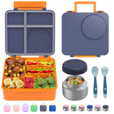 JoyYum front view of navy bento box showing secure lid and leak protection