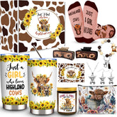 JTAMOHI gift box front view showing highland cow artwork and sunflower accents for instant gifting