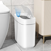 JUDRDO front view of automatic trash can showing sleek design and convenience