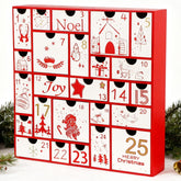 Juegoal front view red advent calendar displays 25 numbered drawers and festive color