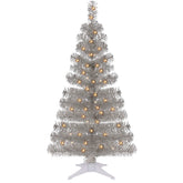 Juegoal silver tree front view showing slim pencil profile and warm glow